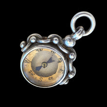 Load image into Gallery viewer, Edwardian Sterling Silver Compass Fob Pendant | Hallmarked Birmingham 1901 front
