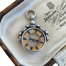 Load image into Gallery viewer, Edwardian Sterling Silver Compass Fob Pendant | Hallmarked Birmingham 1901 back, in box
