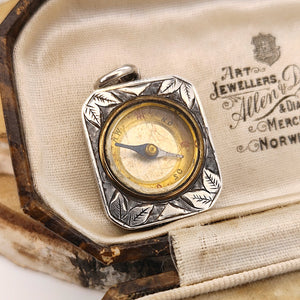 Victorian Sterling Silver Compass Fob Pendant | Hallmarked Birmingham 1888