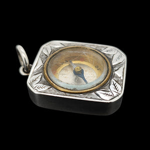 Victorian Sterling Silver Compass Fob Pendant | Hallmarked Birmingham 1888