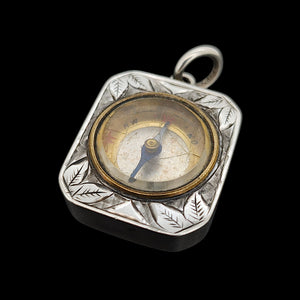 Victorian Sterling Silver Compass Fob Pendant | Hallmarked Birmingham 1888