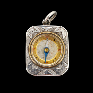 Victorian Sterling Silver Compass Fob Pendant | Hallmarked Birmingham 1888