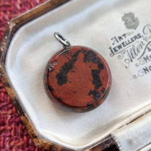 Antique Miniature Jasper Compass Charm/Pendant in box, backside