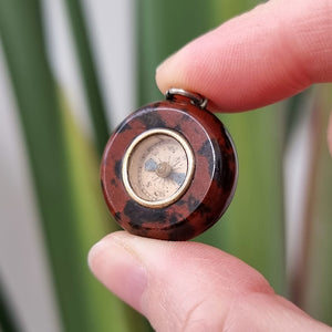Antique Miniature Jasper Compass Charm/Pendant in hand