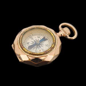 Antique Novelty Rolled Gold Pocket Watch Compass Pendant side