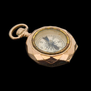 Antique Novelty Rolled Gold Pocket Watch Compass Pendant side