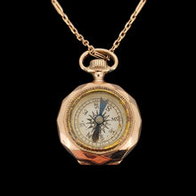 Load image into Gallery viewer, Antique Novelty Rolled Gold Pocket Watch Compass Pendant with chain
