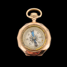 Load image into Gallery viewer, Antique Novelty Rolled Gold Pocket Watch Compass Pendant front
