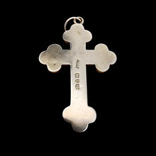 Load image into Gallery viewer, Victorian Sterling Silver Cross Pendant shown from the back, on a black background

