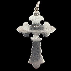 Victorian Sterling Silver Ornate Engraved Cross | Hallmarked Birmingham 1884