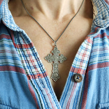 Load image into Gallery viewer, Victorian Sterling Silver Ornate Engraved Cross | Hallmarked Birmingham 1884
