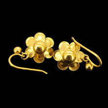 Load image into Gallery viewer, Vintage 9ct Yellow Gold Pearl Flower Drop Earrings
