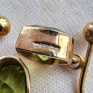 Vintage 9ct Gold Peridot Heart Screw Back Earrings Birmingham 1985 hallmark