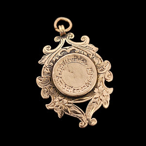 Edwardian 9ct Rose Gold Hidden Locket Fob Medal back