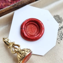 Load image into Gallery viewer, Antique Miniature Carnelian Anchor and Lyre Fob Seal wax impression
