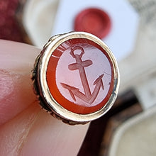 Load image into Gallery viewer, Antique Miniature Carnelian Anchor and Lyre Fob Seal close-up of seal face
