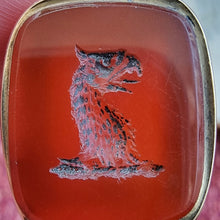 Load image into Gallery viewer, Victorian Gilt Cased Carnelian Griffin Fob Seal detail
