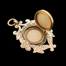 Load image into Gallery viewer, Edwardian 9ct Rose Gold Hidden Locket Fob Medal open compartment
