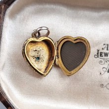 Load image into Gallery viewer, Antique 9ct Gold Turquoise and Seed Pearl Heart Locket inside
