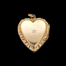 Load image into Gallery viewer, Art Deco 9ct Gold Back &amp; Front Heart Shaped Locket reverse with stamps
