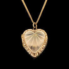 Load image into Gallery viewer, Art Deco 9ct Gold Back &amp; Front Heart Shaped Locket with chain
