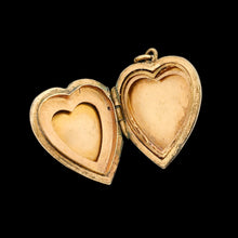 Load image into Gallery viewer, Art Deco 9ct Gold Back &amp; Front Heart Shaped Locket open, inside
