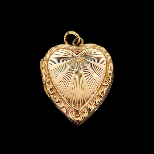 Art Deco 9ct Gold Back & Front Heart Shaped Locket front