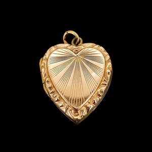 Art Deco 9ct Gold Back & Front Heart Shaped Locket front