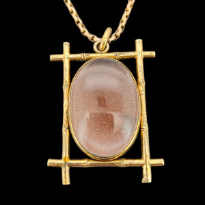 Large Antique Goldstone and Rock Crystal Locket with side