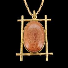 Load image into Gallery viewer, Large Antique Goldstone and Rock Crystal Locket with chain
