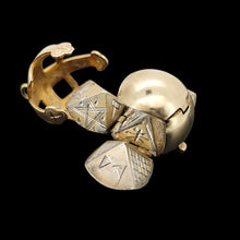 Load image into Gallery viewer, A folding masonic cross ball fob pendant in yellow gold and silver
