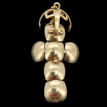 Load image into Gallery viewer, A folding masonic cross ball fob pendant in yellow gold and silver
