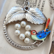 Load image into Gallery viewer, Vintage Sterling Silver Enamel Bird Necklace by Ward Brothers close-up
