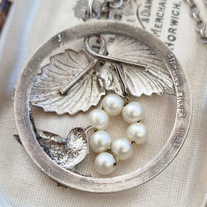 Vintage Sterling Silver Enamel Bird Necklace by Ward Brothers back
