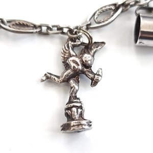 Antique & Vintage Silver Charm Necklace eros cupid statue