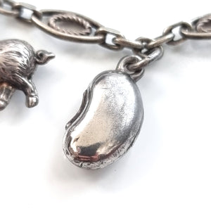 Antique & Vintage Silver Charm Necklace lucky kidney bean