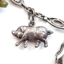 Load image into Gallery viewer, Antique &amp; Vintage Silver Charm Necklace pig
