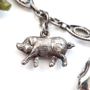 Antique & Vintage Silver Charm Necklace pig