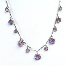 Load image into Gallery viewer, Vintage Silver Amethyst Fringe Necklace front
