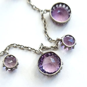 Vintage Silver Amethyst Fringe Necklace backs of pendants