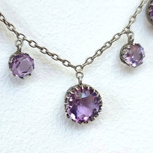 Load image into Gallery viewer, Vintage Silver Amethyst Fringe Necklace pendant close-up
