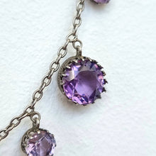 Load image into Gallery viewer, Vintage Silver Amethyst Fringe Necklace detail of pendant
