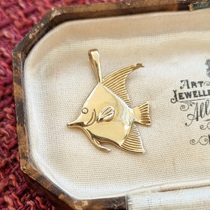 Vintage 14k Gold Tropical Fish Pendant by Kabana in box