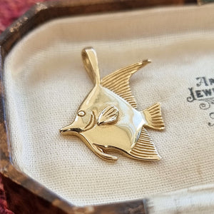 Vintage 14k Gold Tropical Fish Pendant by Kabana front