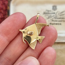 Load image into Gallery viewer, Vintage 14k Gold Tropical Fish Pendant by Kabana in hand
