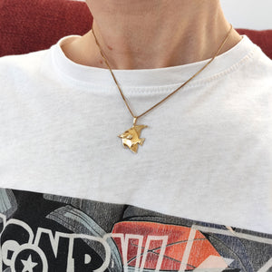 Vintage 14k Gold Tropical Fish Pendant by Kabana modelled with chain