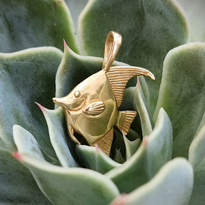 Vintage 14k Gold Tropical Fish Pendant by Kabana