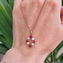 Load image into Gallery viewer, Vintage 9ct Gold Ruby and Pearl Pendant with chain
