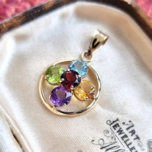 Load image into Gallery viewer, Vintage 9ct Gold Multi-Gem Pendant in box
