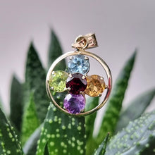 Load image into Gallery viewer, Vintage 9ct Gold Multi-Gem Pendant in plant
